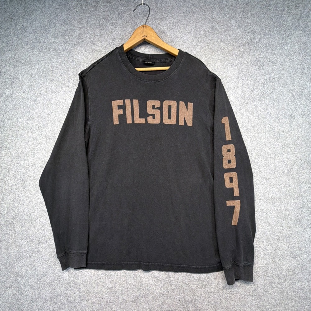 Filson Seattle T-Shirt Mens M Black Long Sleeve Spellout Gorpcore Rugged USA
